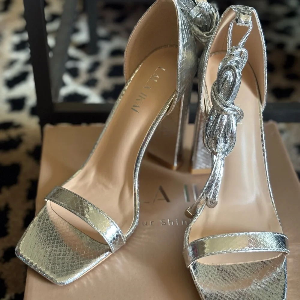 LALA IKAI Silver High Heel Sandals